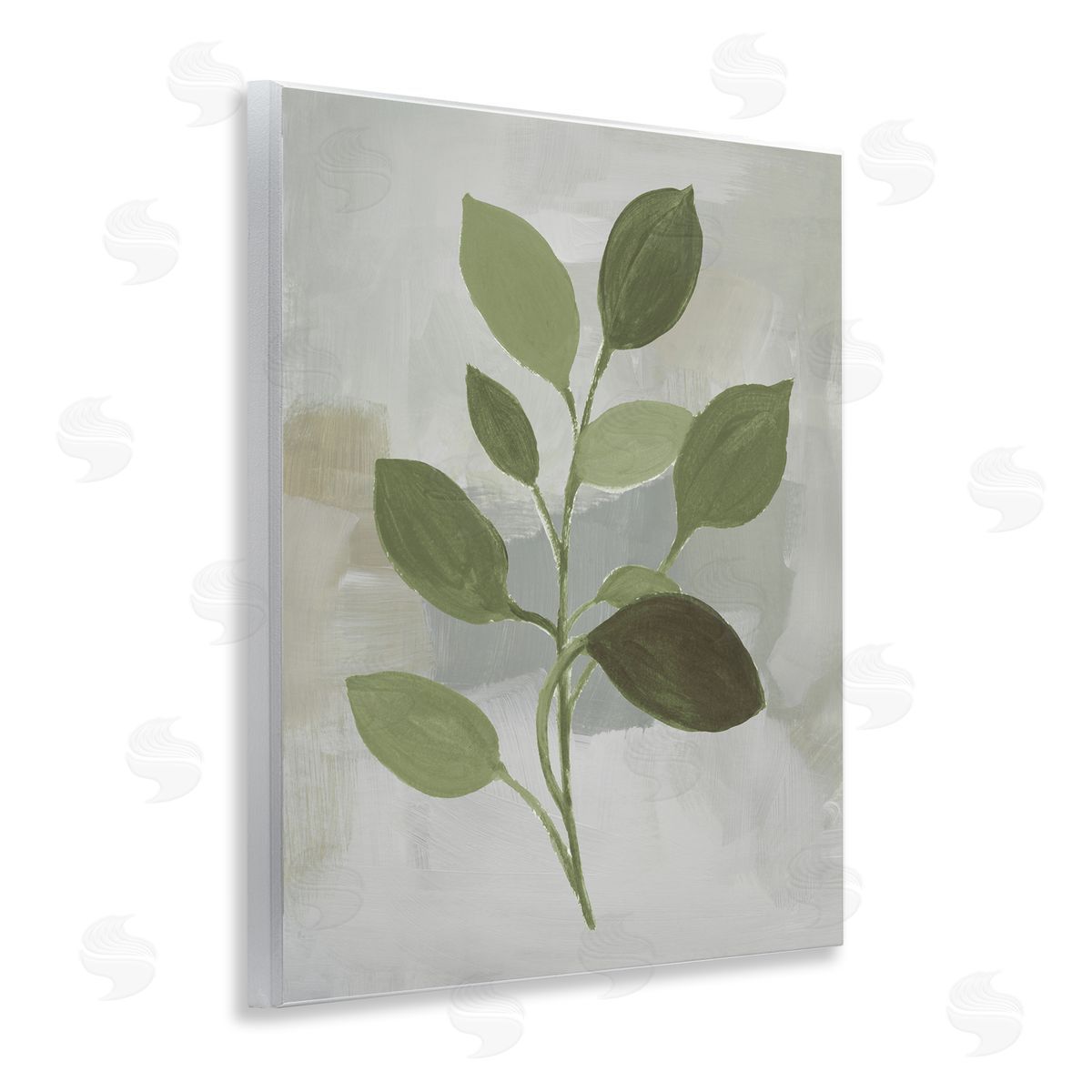 Leaf Sprigs over Grey Wood Plaque Wall Art, Home Decor by Lanie Loreth