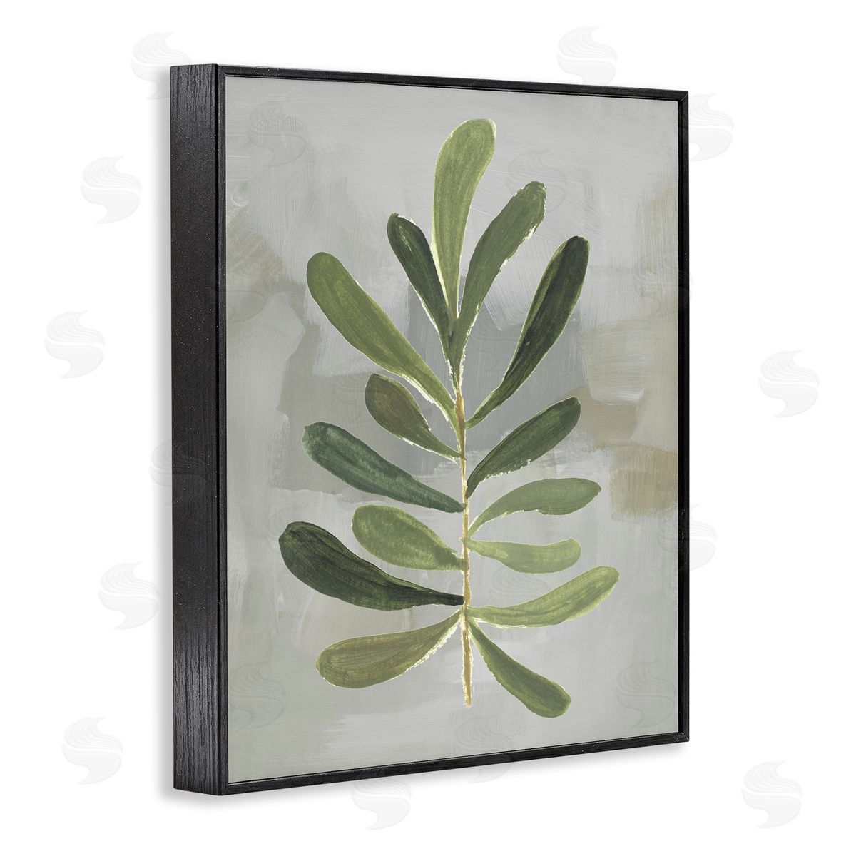 Single Green Leaf Branch Black Frame Print Wall Art, Home Decor by Lanie Loreth