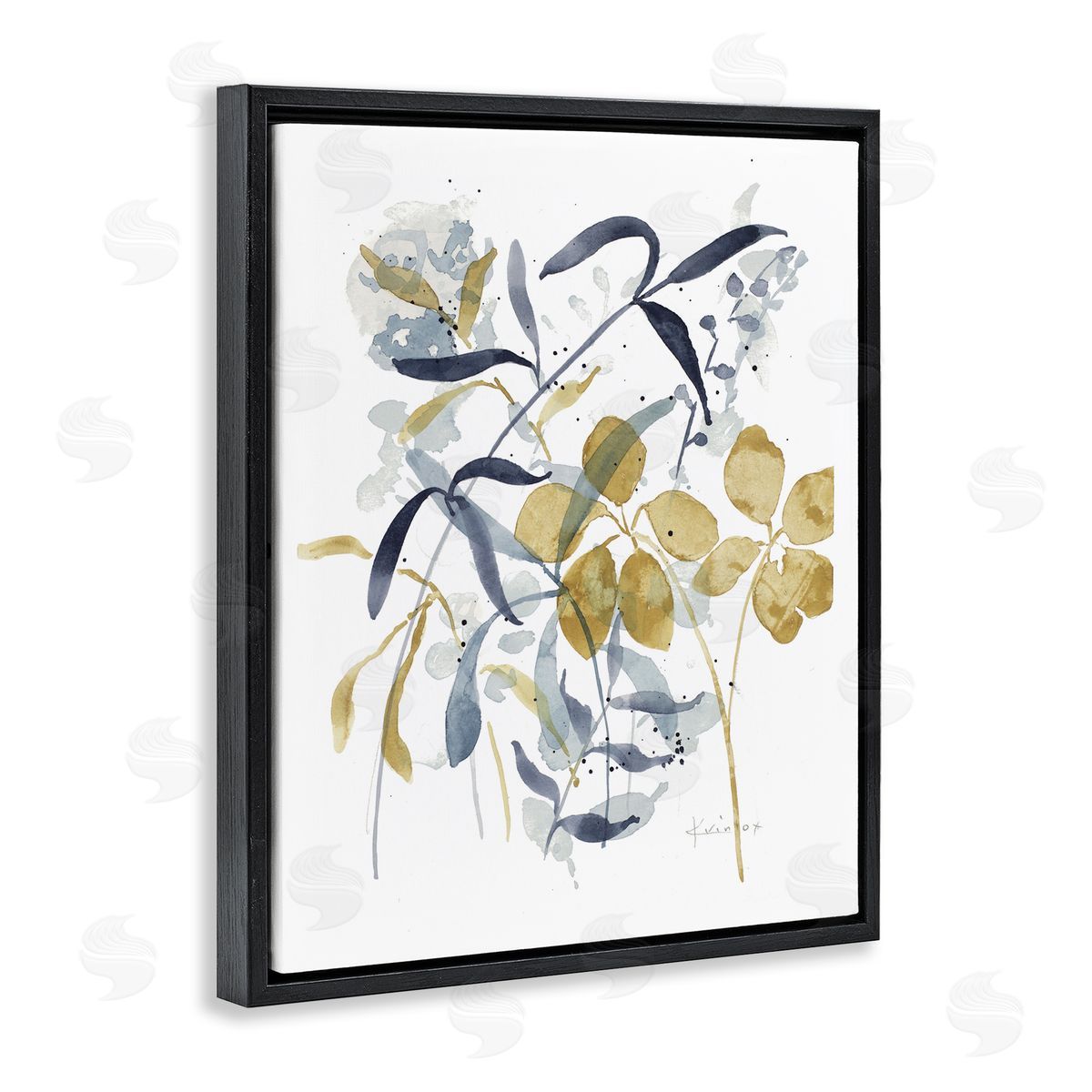Impressions of Nature Sprigs Black Floating Frame Canvas Wall Art, Home Decor by Krinlox