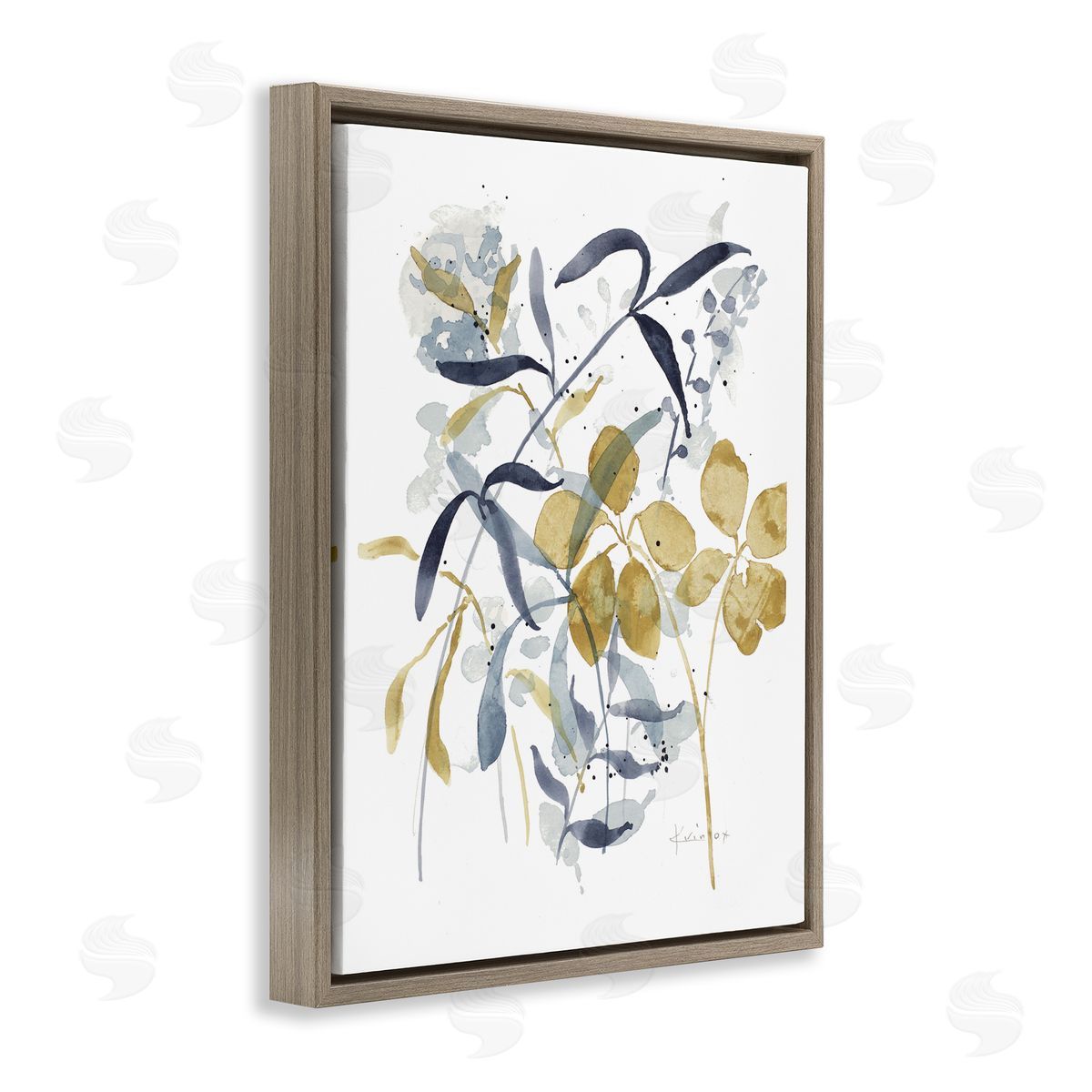 Impressions of Nature Sprigs Brown Floating Frame Canvas Wall Art, Home Decor by Krinlox