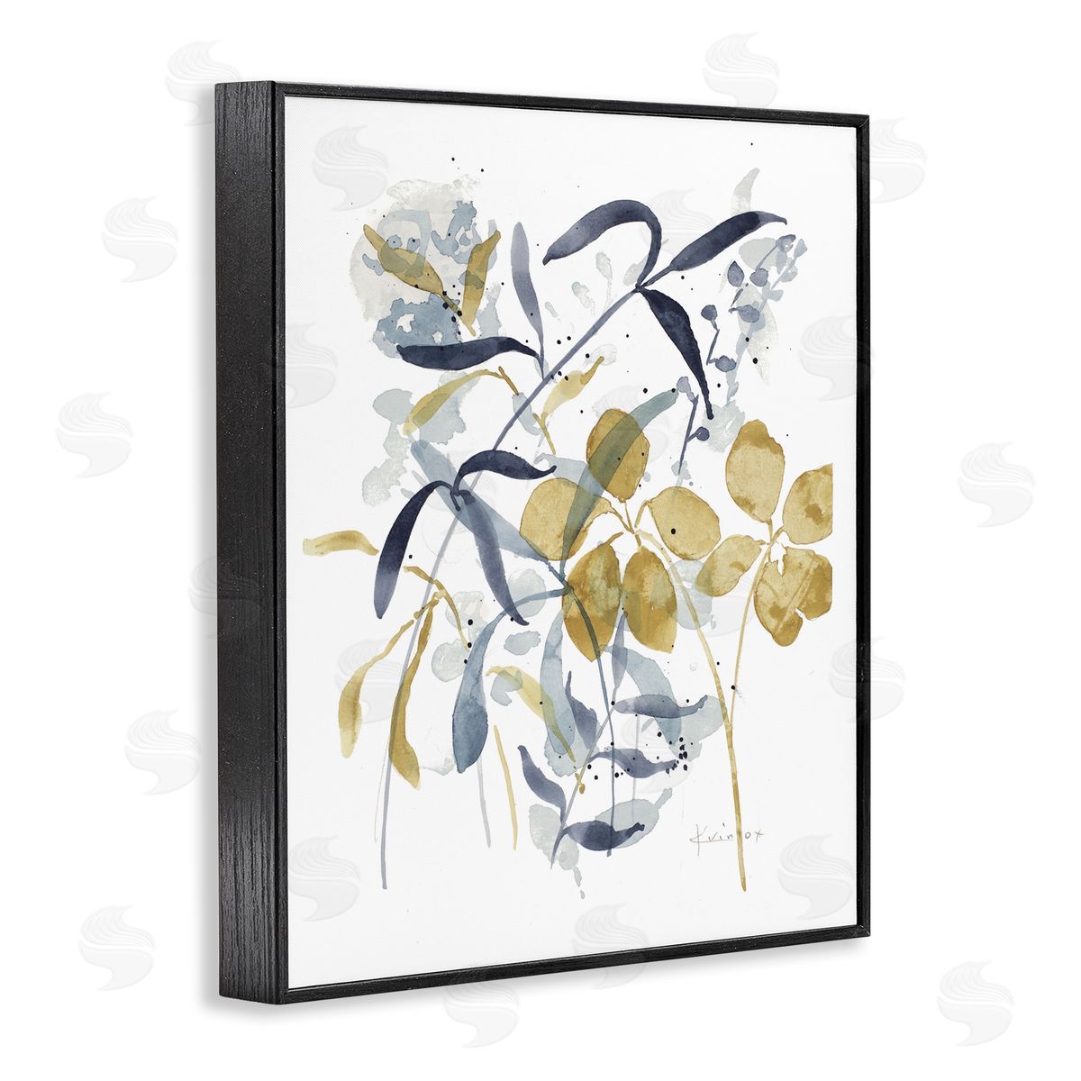 Impressions of Nature Sprigs Black Frame Print Wall Art, Home Decor by Krinlox