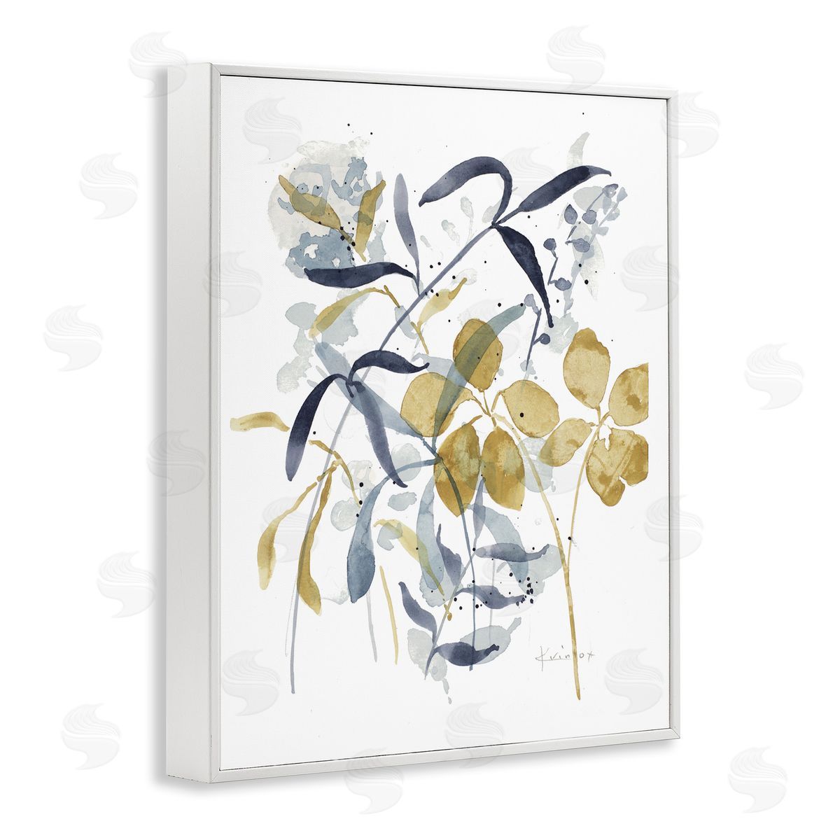 Impressions of Nature Sprigs White Frame Print Wall Art, Home Decor by Krinlox