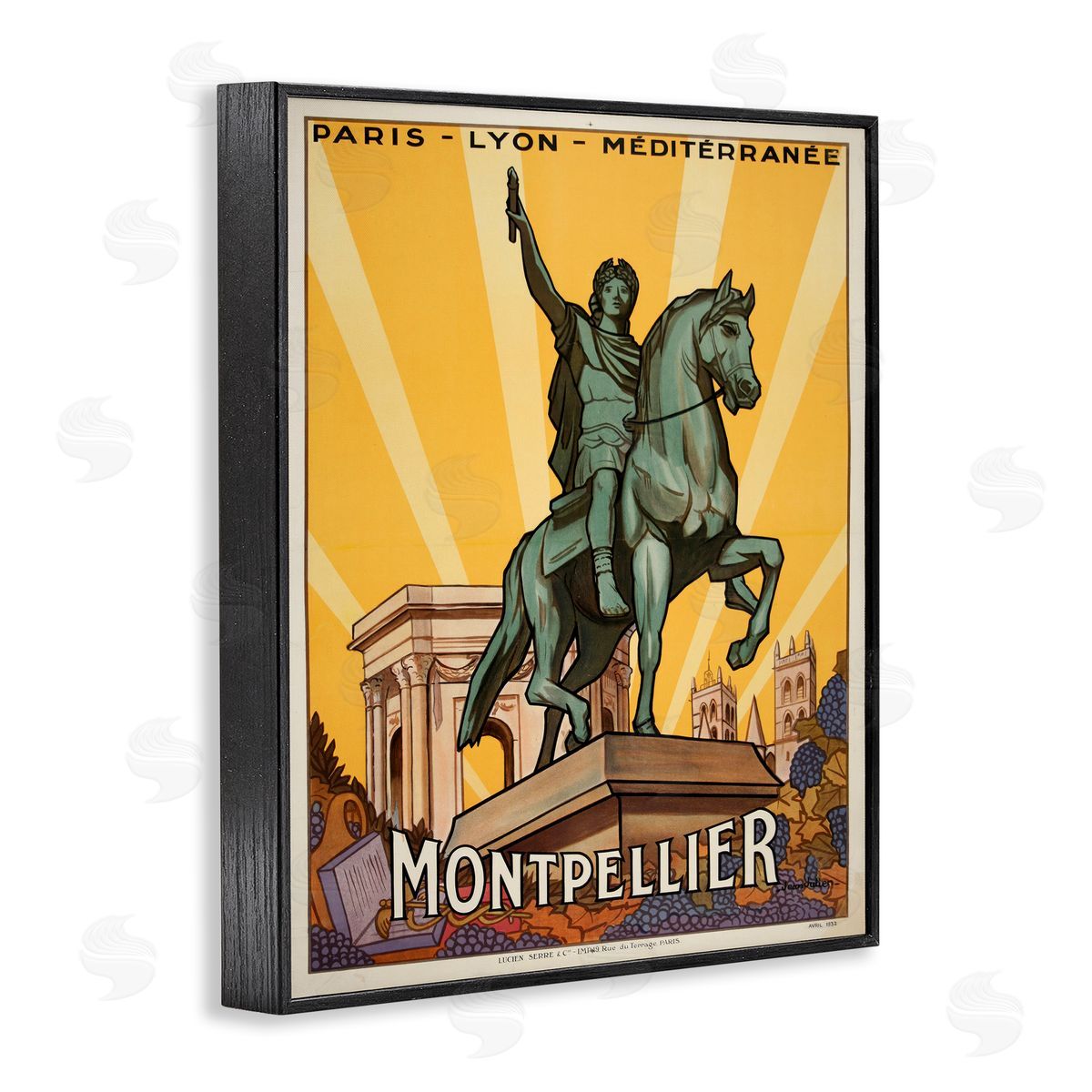 Montpellier Vintage Advertisement Black Frame Print Wall Art, Home Decor by Marcus Jules