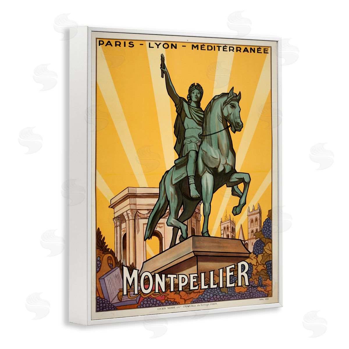 Montpellier Vintage Advertisement White Frame Print Wall Art, Home Decor by Marcus Jules