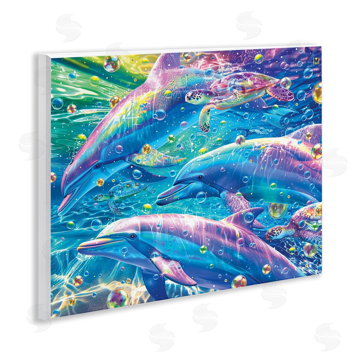Chromatic Dolphins Trio Wood Plaque Wall Art, Home Decor by Michael Ward