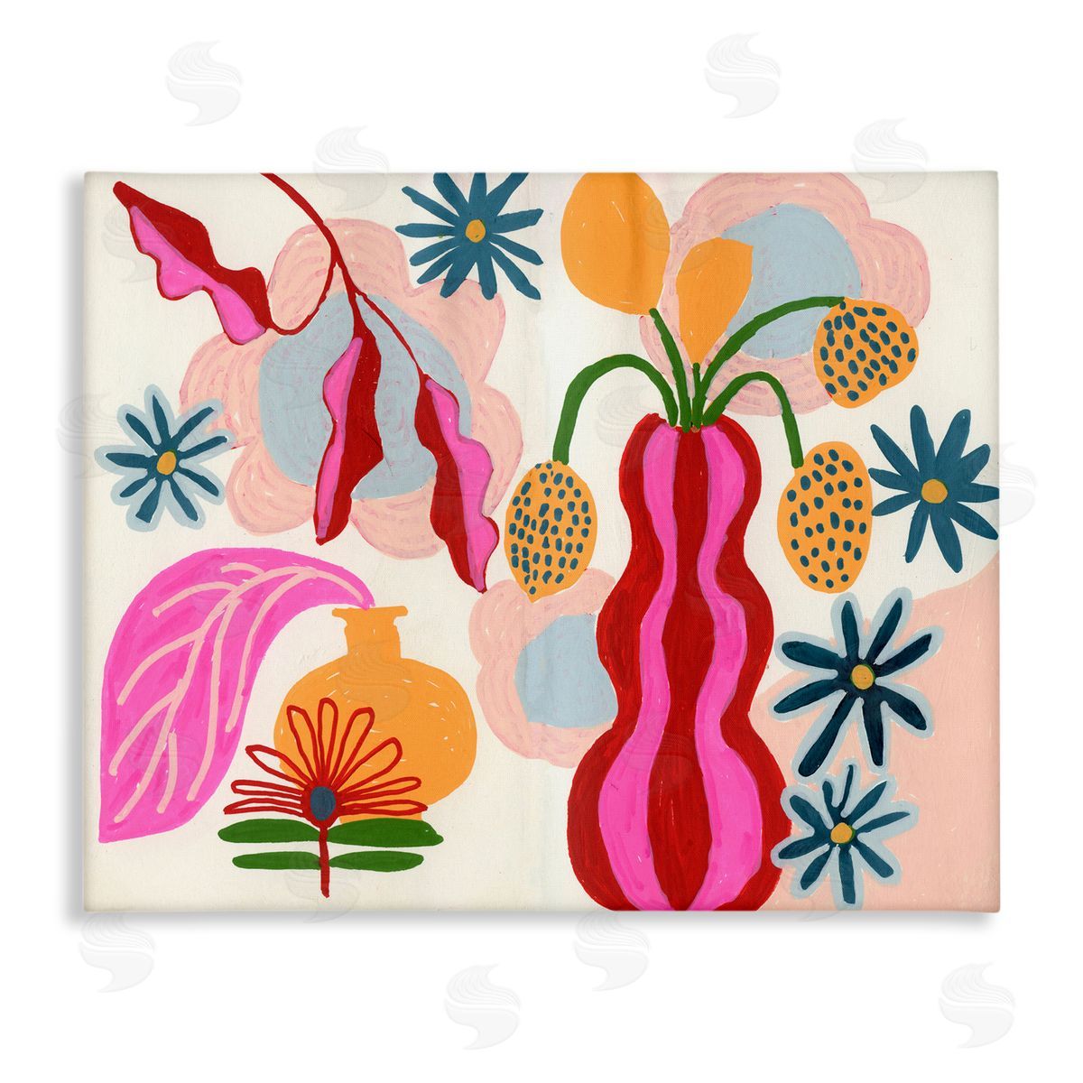 Eclectic Mod Flower Vases Canvas Wall Art, Home Decor by Suzanne Allard
