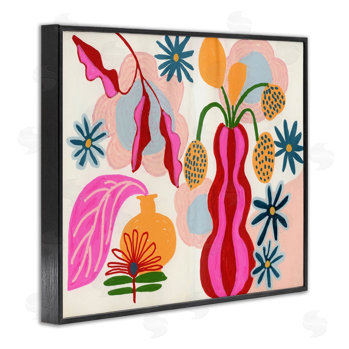 Eclectic Mod Flower Vases Black Frame Print Wall Art, Home Decor by Suzanne Allard