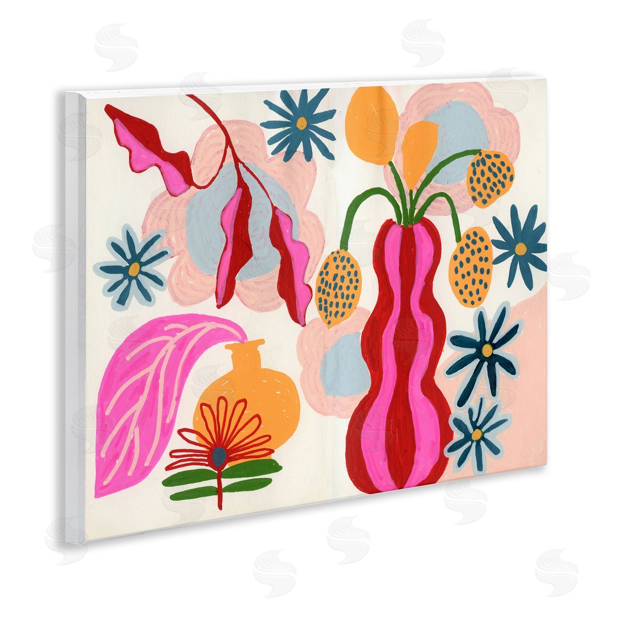 Eclectic Mod Flower Vases Wood Plaque Wall Art, Home Decor by Suzanne Allard