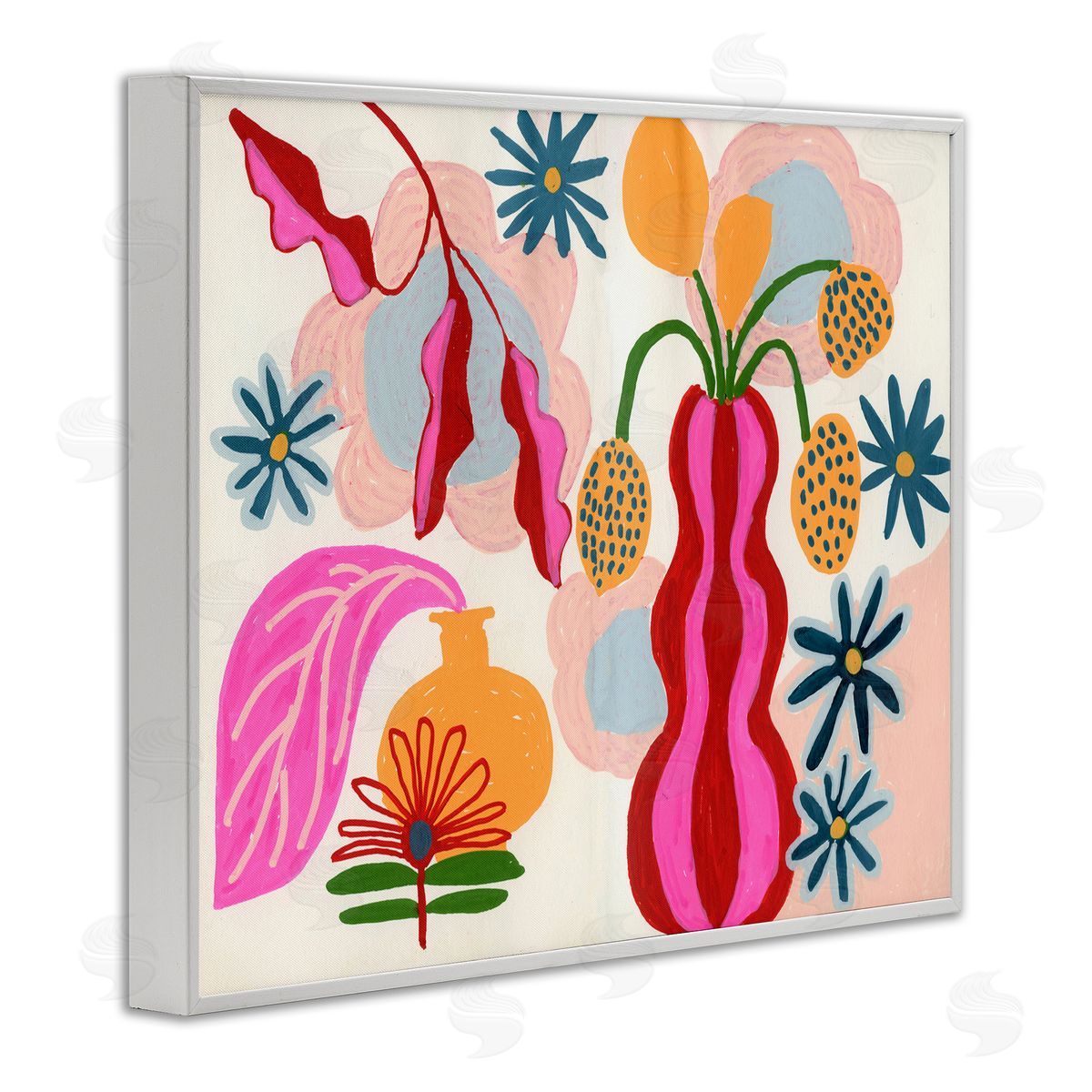 Eclectic Mod Flower Vases White Frame Print Wall Art, Home Decor by Suzanne Allard