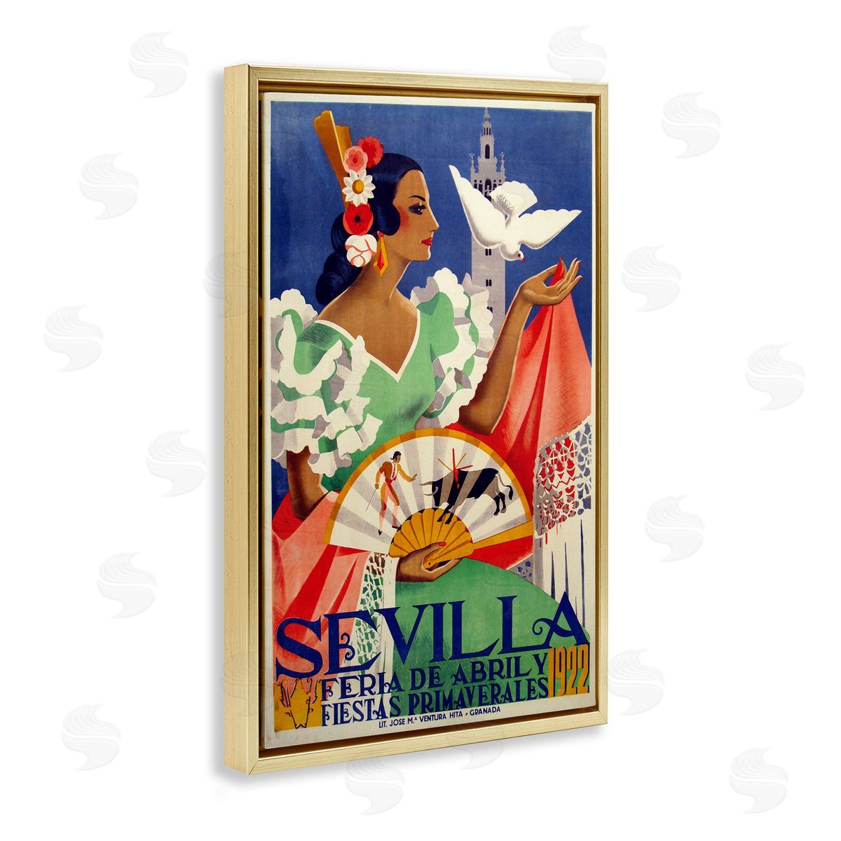 Seville Vintage Culture Gold Floating Frame Canvas Wall Art, Home Decor by Marcus Jules