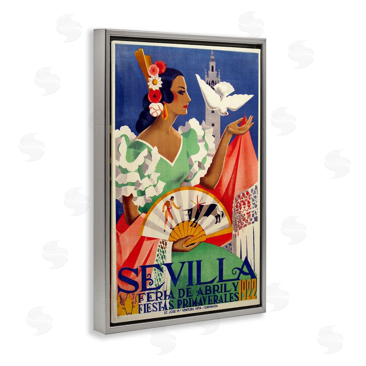 Seville Vintage Culture Grey Floating Frame Canvas Wall Art, Home Decor by Marcus Jules