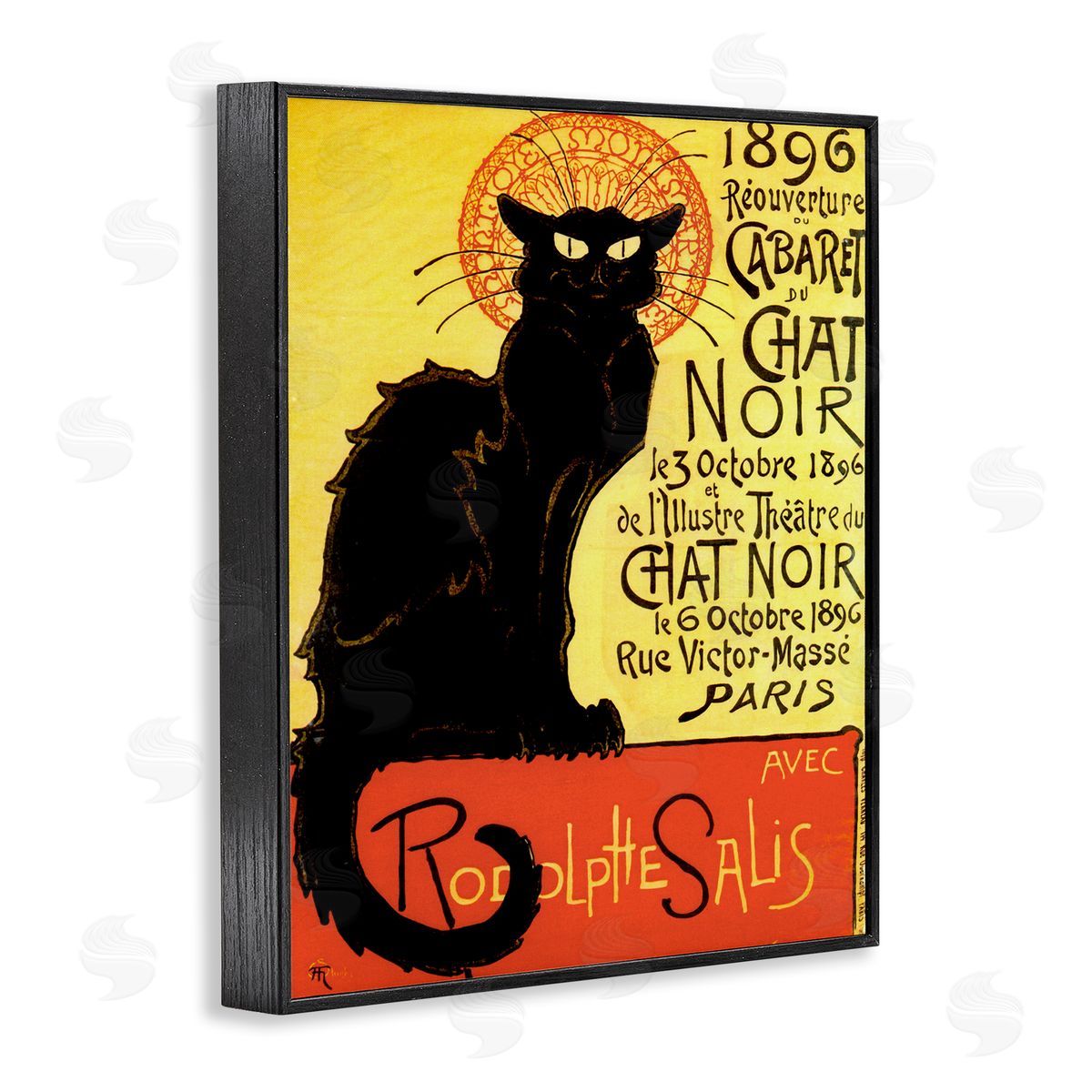 Vintage Halloween Black Cat Black Frame Print Wall Art, Home Decor by Marcus Jules