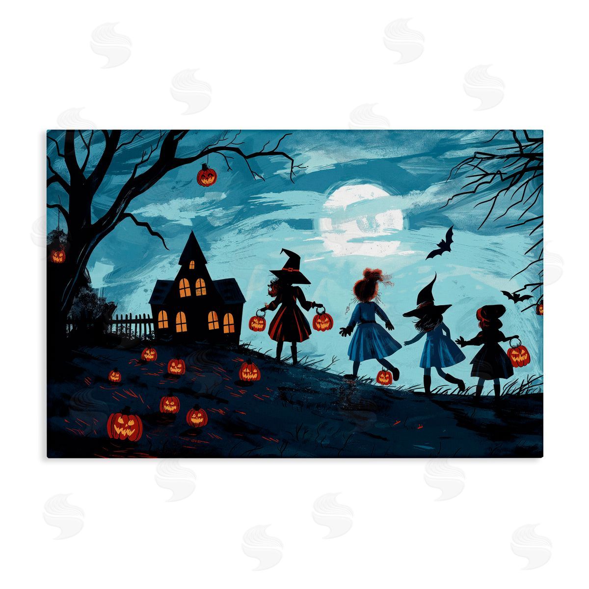 Witch Trick Or Treaters Canvas Wall Art, Home Decor by Wumples