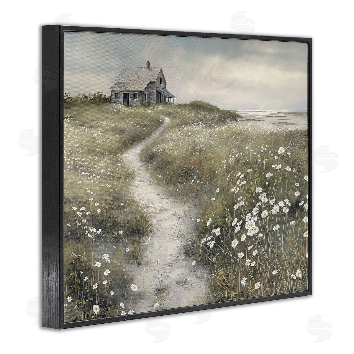 Path To Coastal Cottage Black Frame Print Wall Art, Home Decor by Imagine It Images