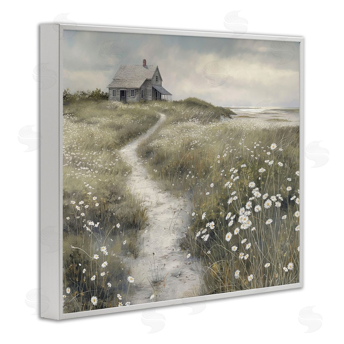 Path To Coastal Cottage White Frame Print Wall Art, Home Decor by Imagine It Images