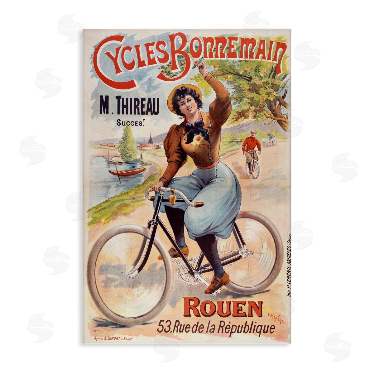 Vintage Cycles Bonnemain Canvas Wall Art, Home Decor by Marcus Jules