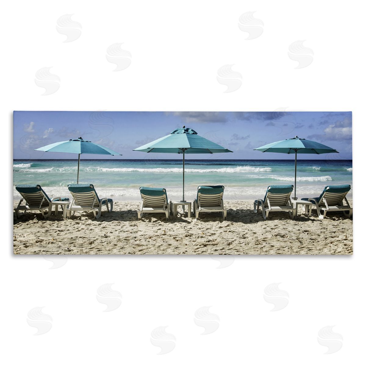 Lined Up Beach Chairs Canvas Wall Art, Home Decor by Mary Lou Johnson