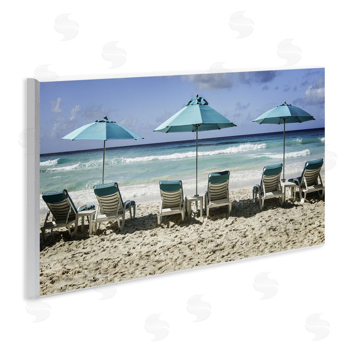Lined Up Beach Chairs Wood Plaque Wall Art, Home Decor by Mary Lou Johnson