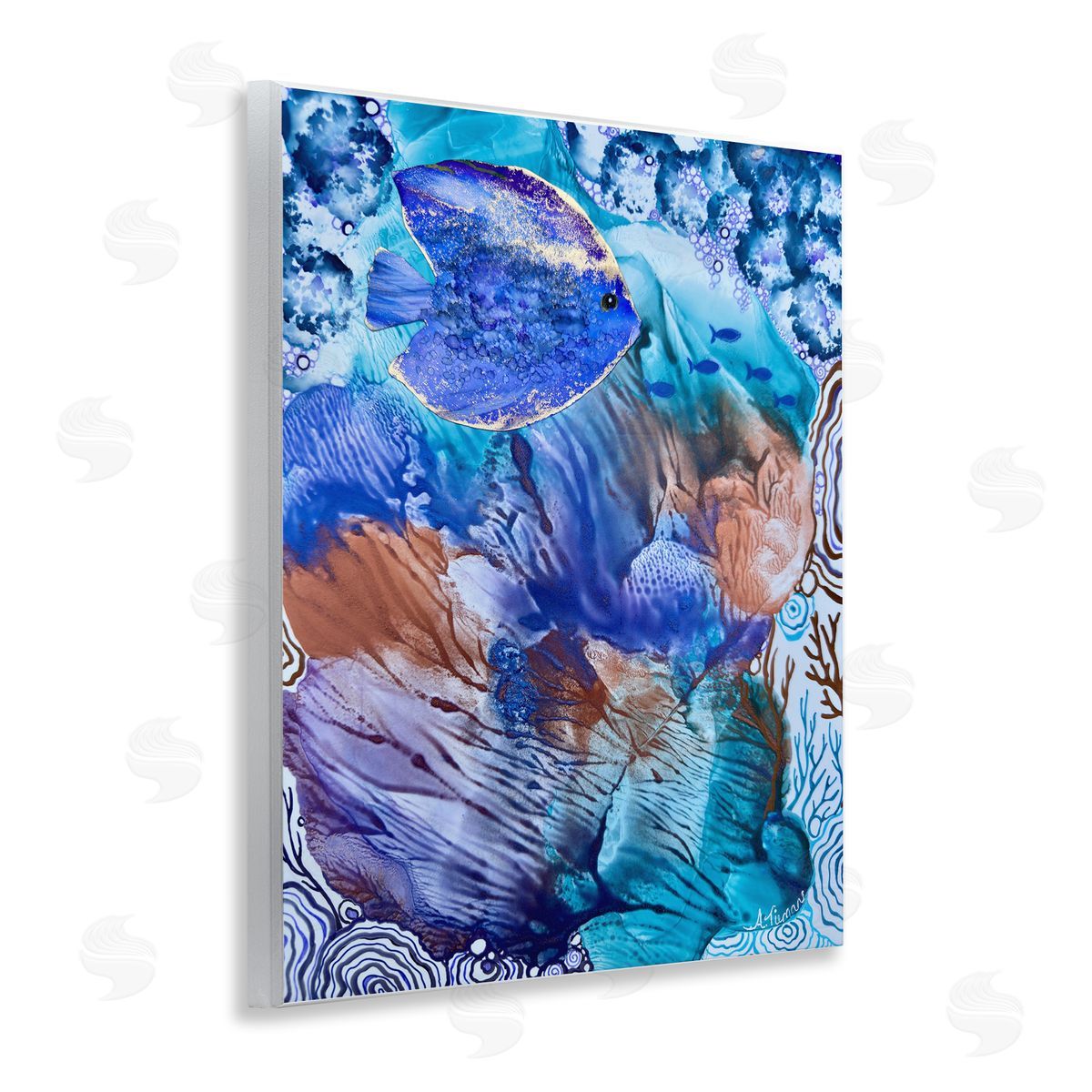 Underwater Fish Sea Life Wood Plaque Wall Art, Home Decor by Amy Tieman