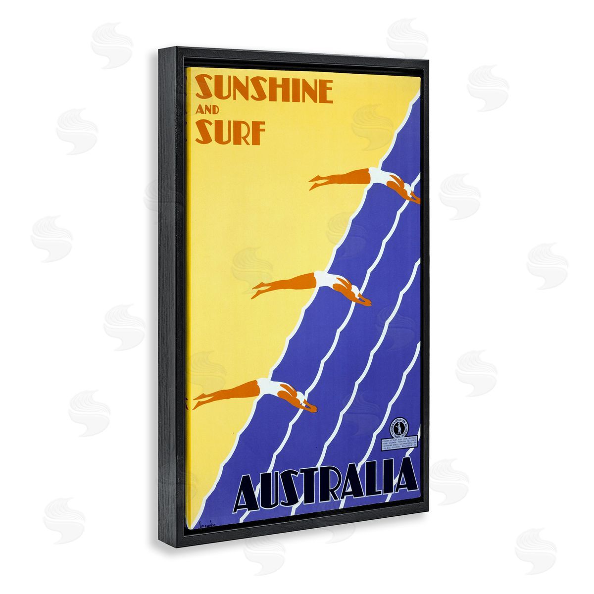 Sunshine & Surf Australia Black Floating Frame Canvas Wall Art, Home Decor by Marcus Jules