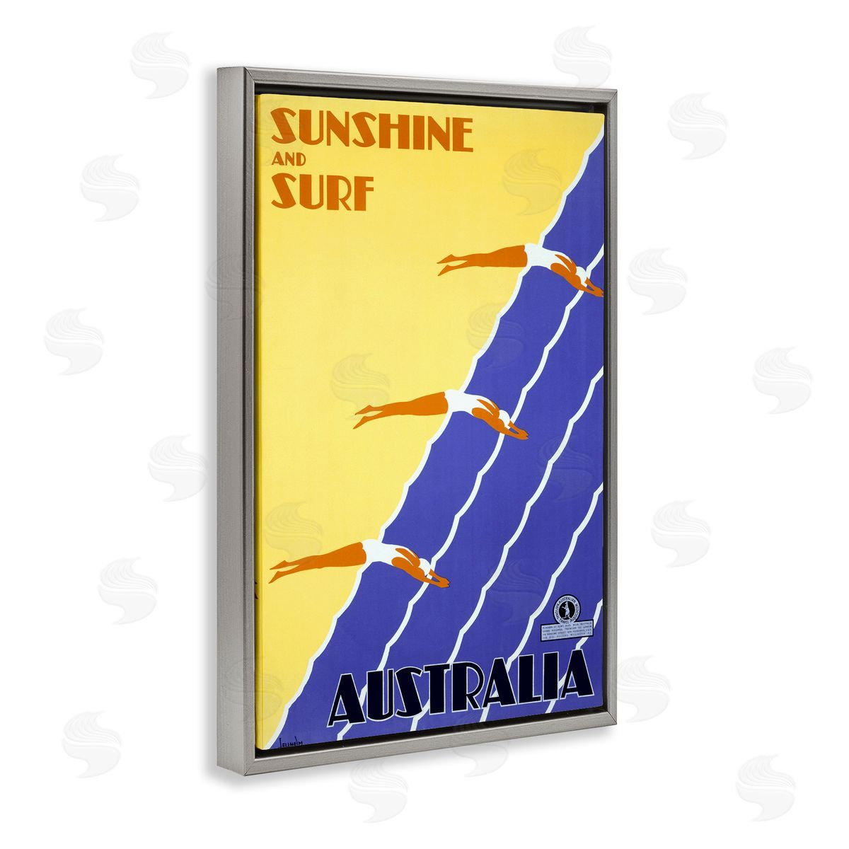 Sunshine & Surf Australia Grey Floating Frame Canvas Wall Art, Home Decor by Marcus Jules