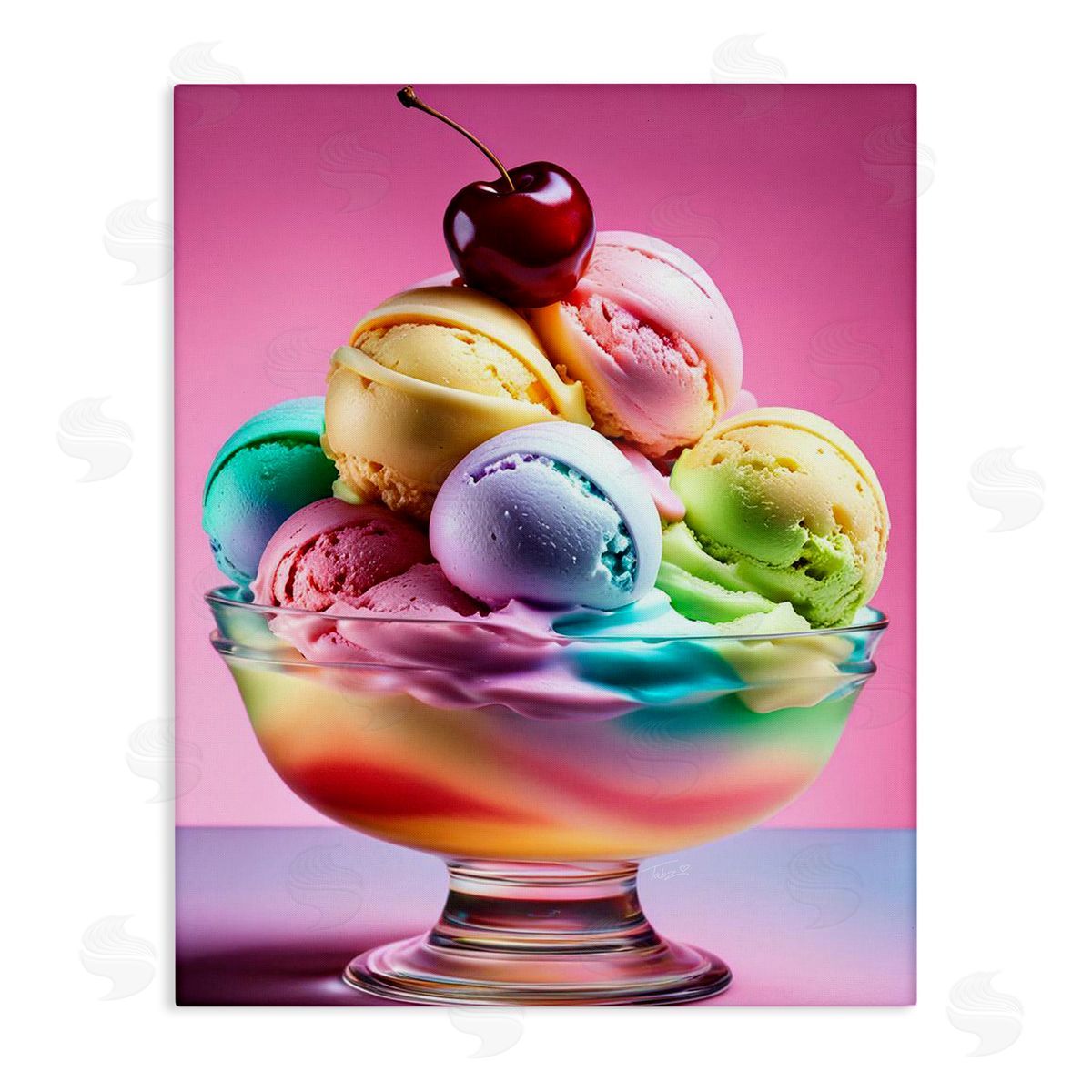 Rainbow Hued Sundae Dessert Canvas Wall Art, Home Decor by Tabz Jones