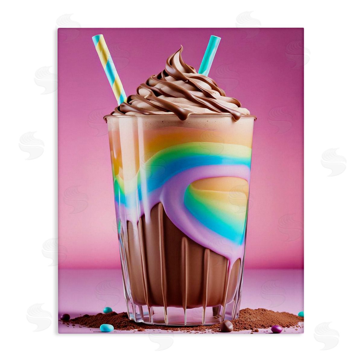 Rainbow Hued Milkshake Canvas Wall Art, Home Decor by Tabz Jones