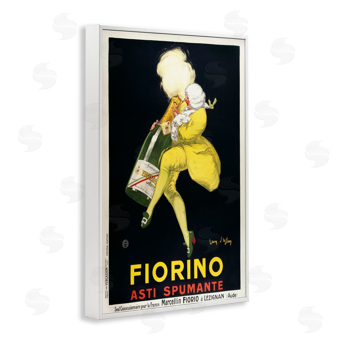 Vintage Fiorno Wine White Frame Print Wall Art, Home Decor by Marcus Jules