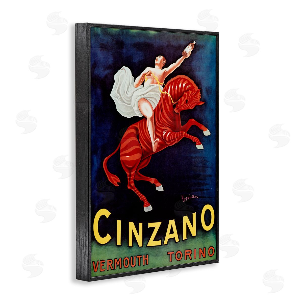 Cinzano Wine Advertisement Black Frame Print Wall Art, Home Decor by Marcus Jules