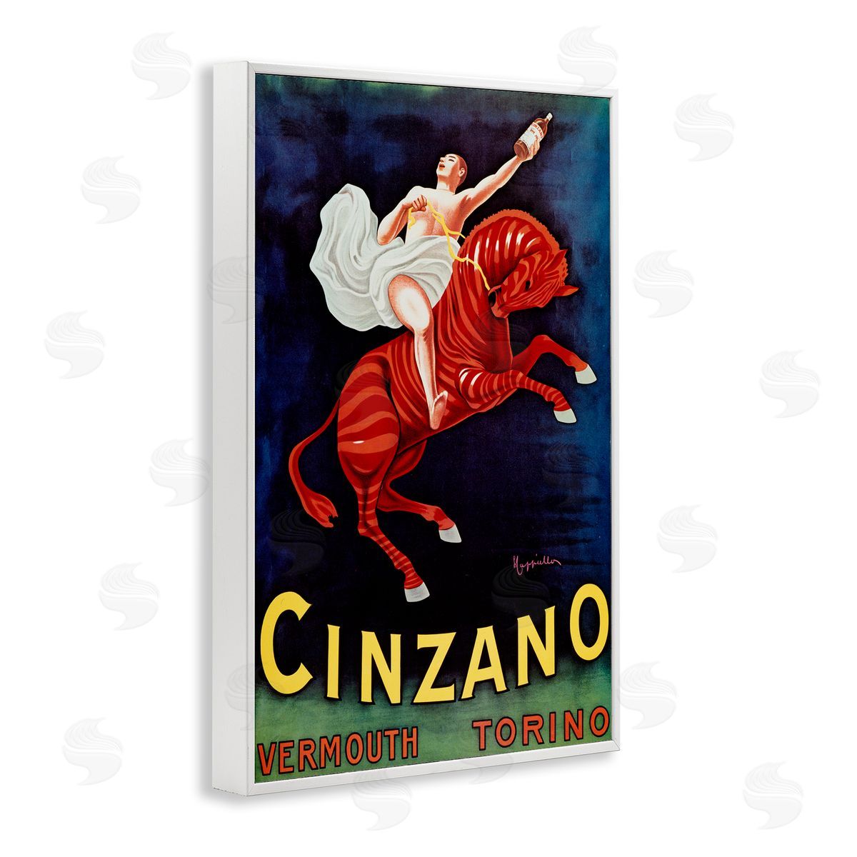 Cinzano Wine Advertisement White Frame Print Wall Art, Home Decor by Marcus Jules