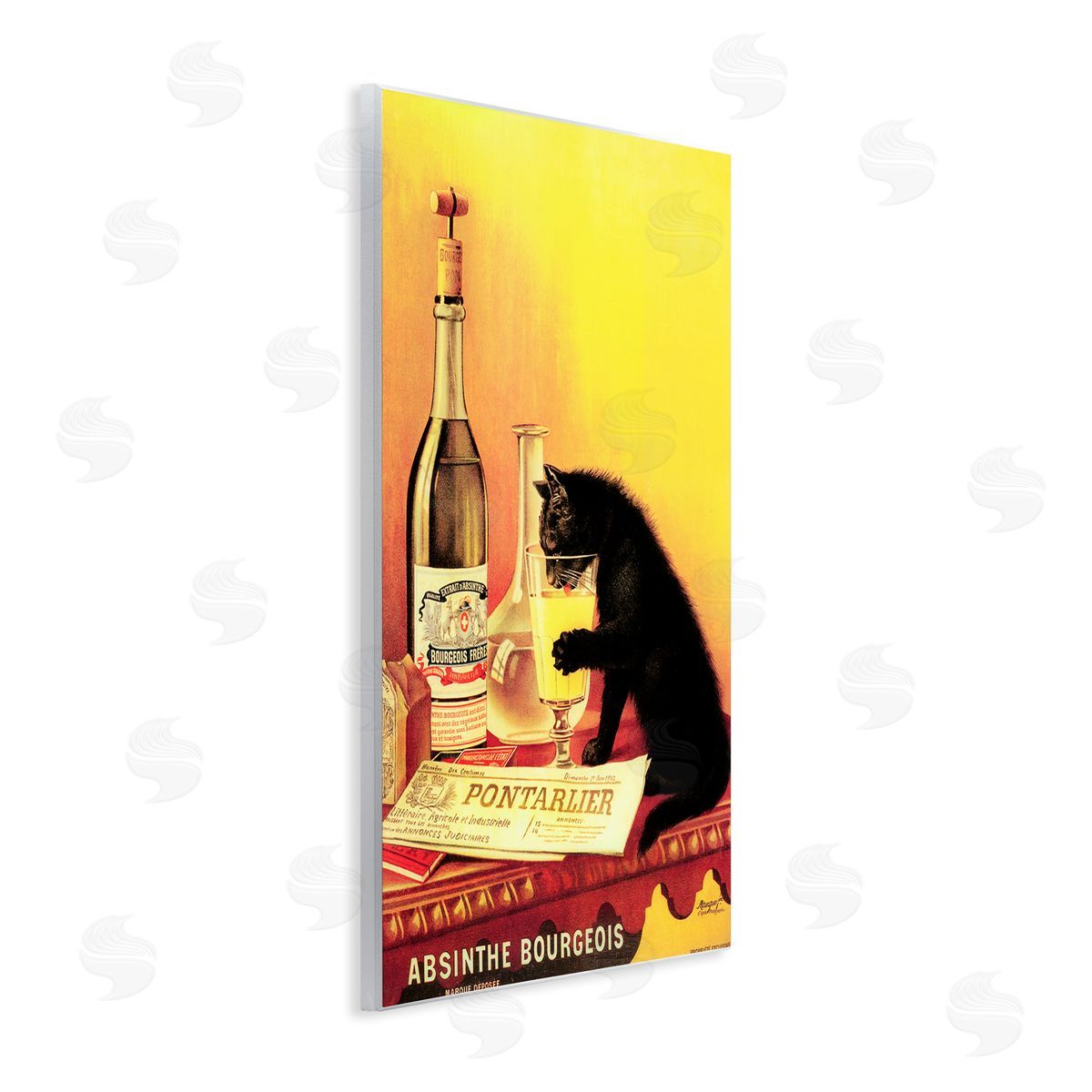 Vintage Cat & Absinthe Wood Plaque Wall Art, Home Decor by Marcus Jules