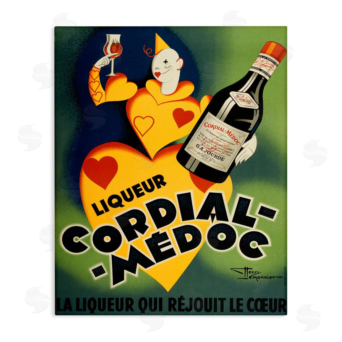 Retro Vintage Wine Advertisement Canvas Wall Art, Home Decor by Marcus Jules