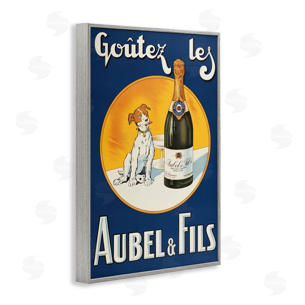 Dog & Wine Advertisement Grey Frame Print Wall Art, Home Decor by Marcus Jules