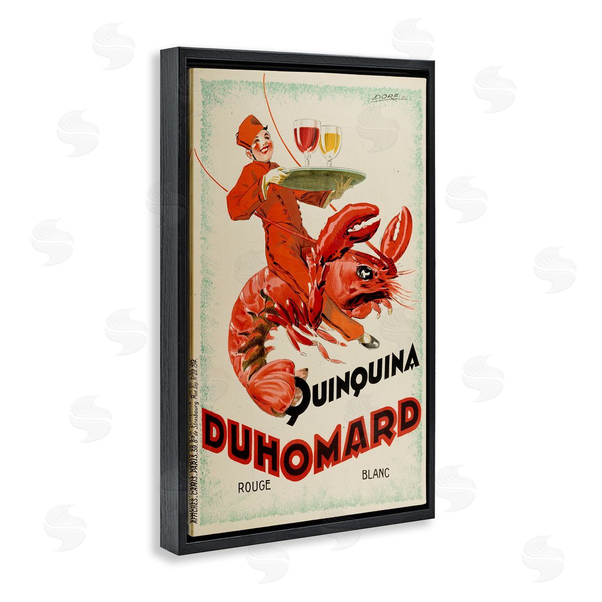 Vintage Lobster Advertisement Black Floating Frame Canvas Wall Art, Home Decor by Marcus Jules