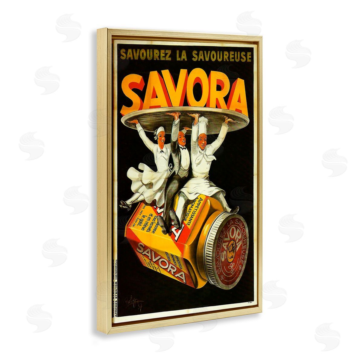 Savora Kitchen Advertisement Gold Floating Frame Canvas Wall Art, Home Decor by Marcus Jules