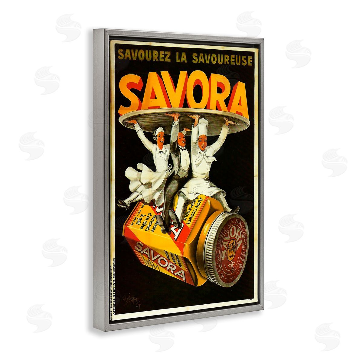 Savora Kitchen Advertisement Grey Floating Frame Canvas Wall Art, Home Decor by Marcus Jules