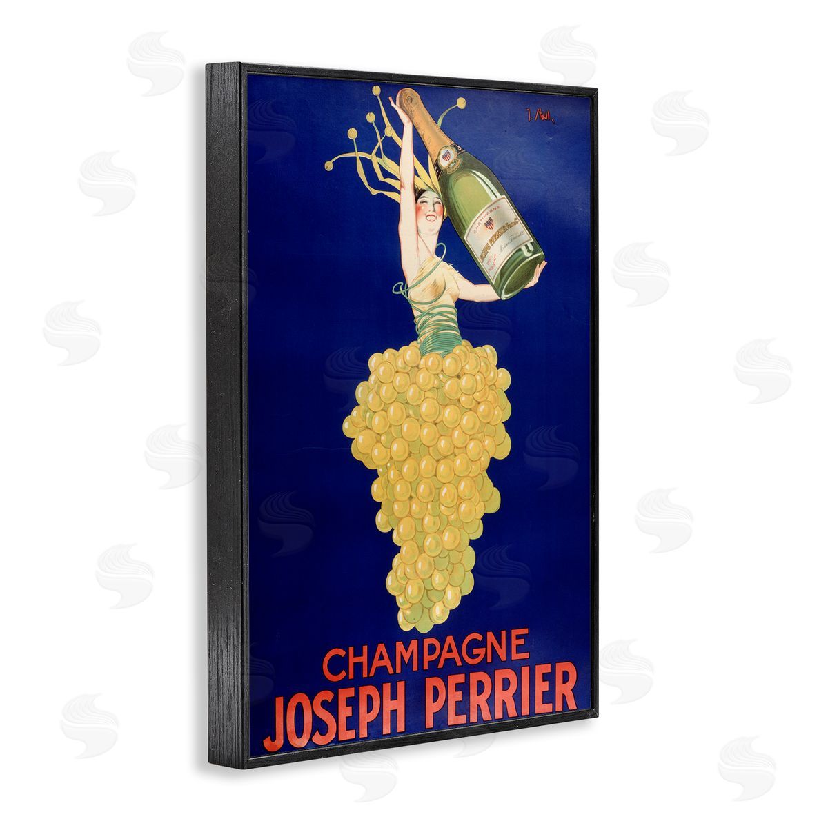 Vintage Perrier Champagne Black Frame Print Wall Art, Home Decor by Marcus Jules
