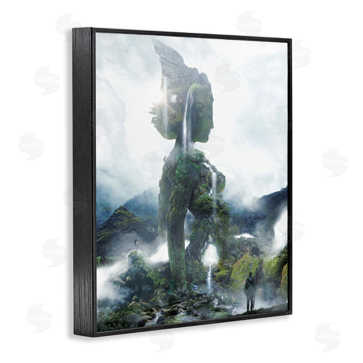 Mossy Nature Statue of Woman Black Frame Print Wall Art, Home Decor by Barrett Biggers