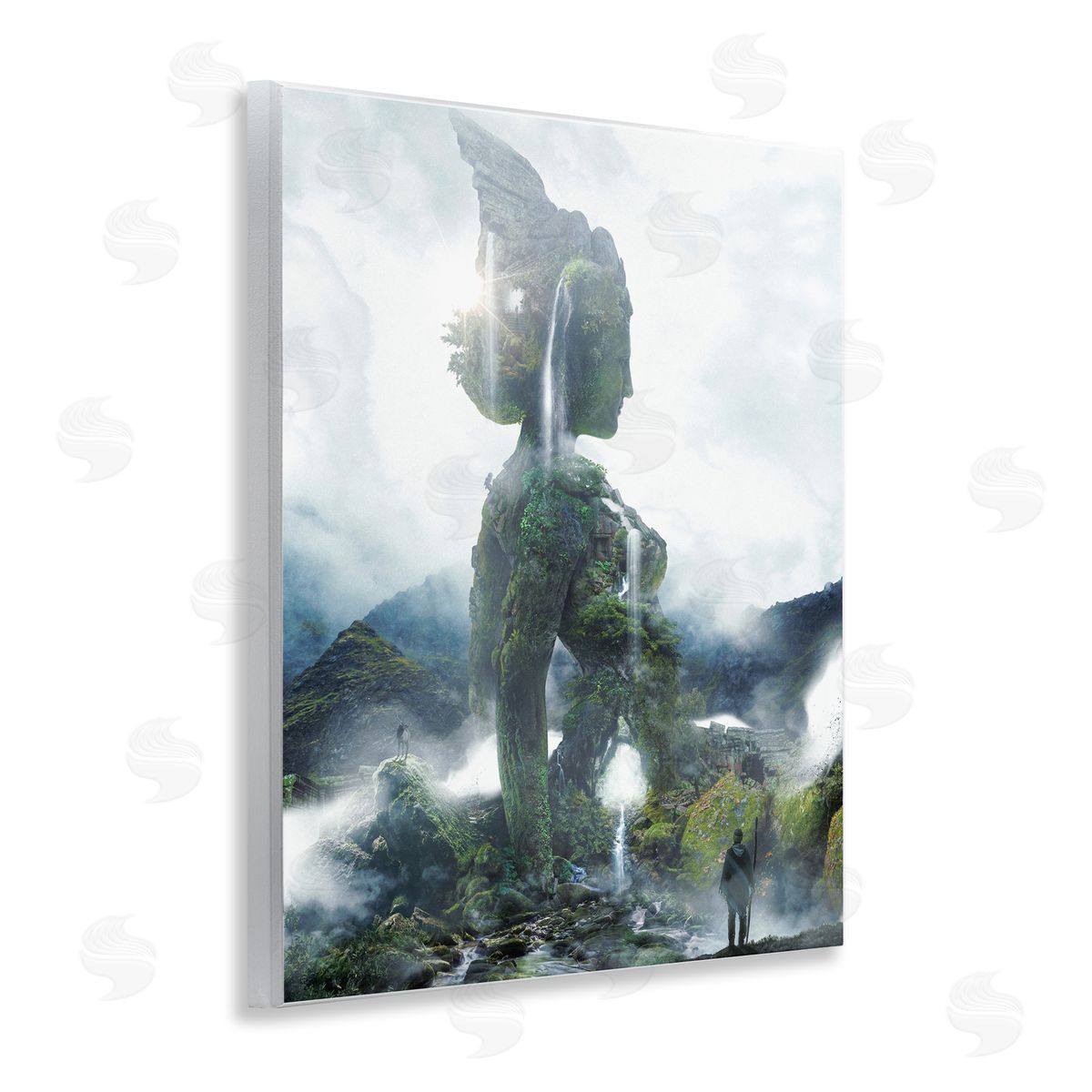 Mossy Nature Statue of Woman Wood Plaque Wall Art, Home Decor by Barrett Biggers