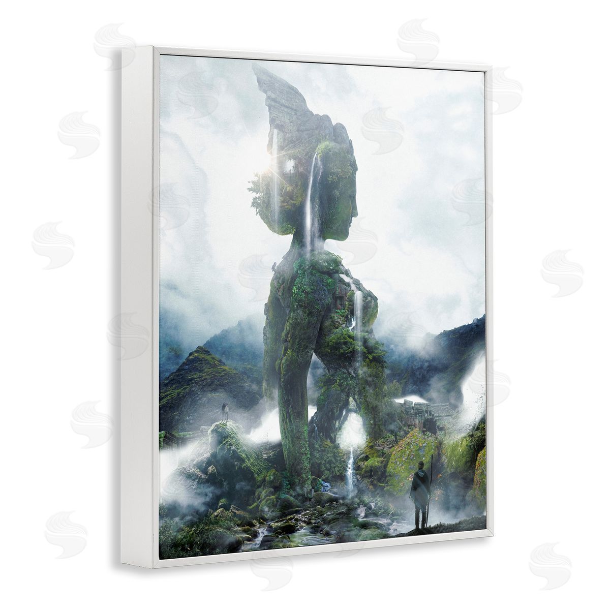 Mossy Nature Statue of Woman White Frame Print Wall Art, Home Decor by Barrett Biggers