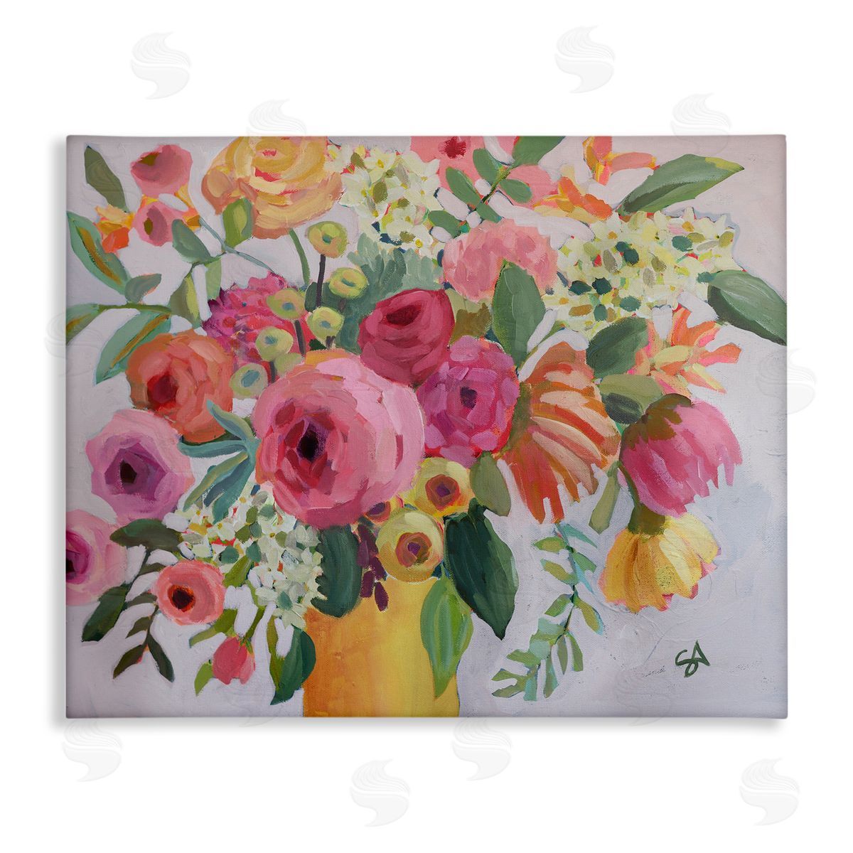 Assorted Flowers in Pink & Yellow Canvas Wall Art, Home Decor by Suzanne Allard