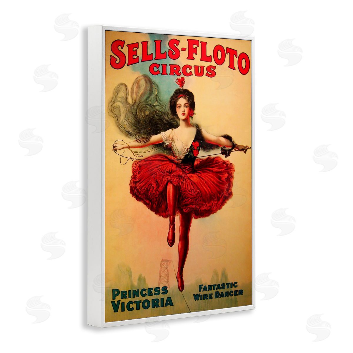 Sells-Floto Circus Vintage Poster White Frame Print Wall Art, Home Decor by Marcus Jules