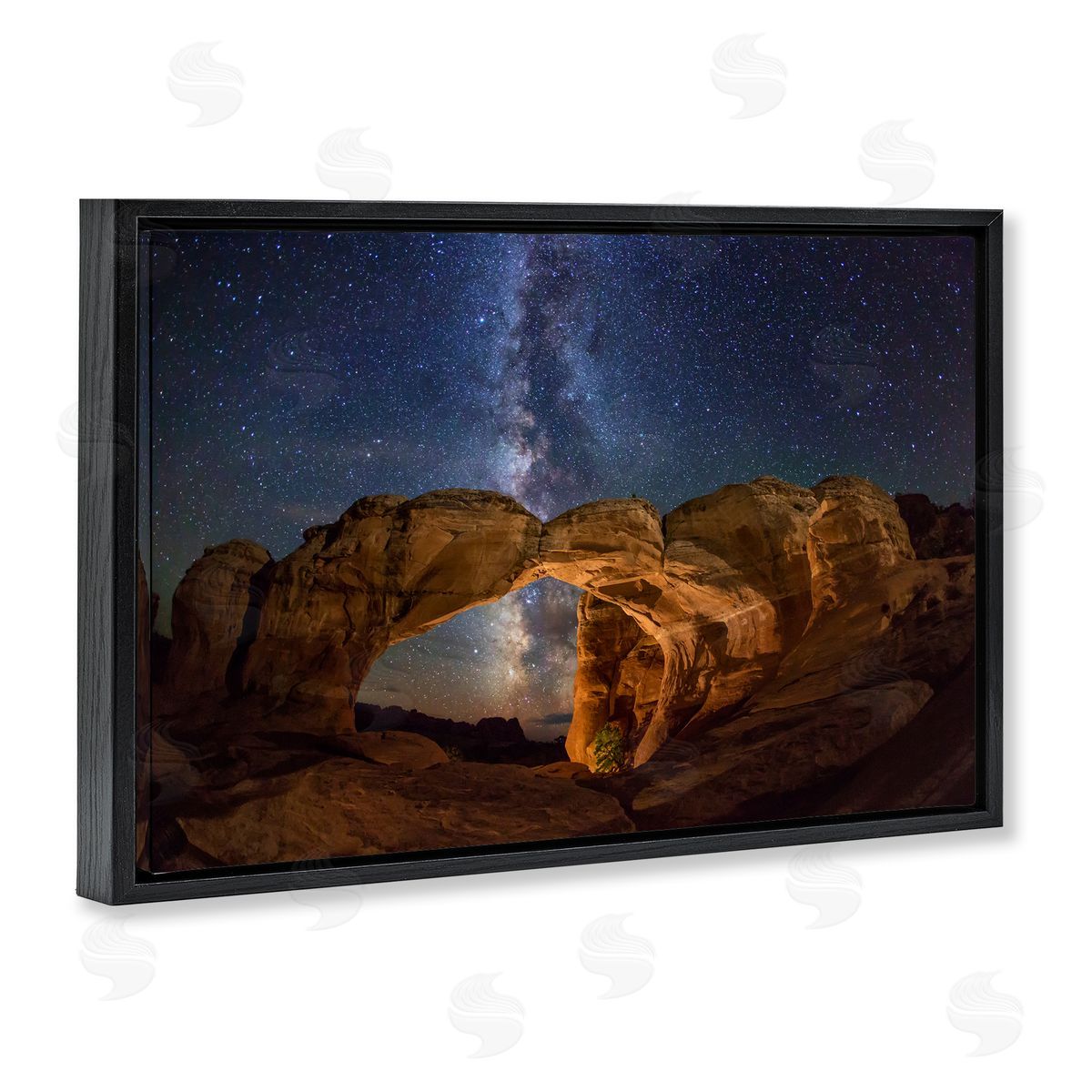 Starry Sky Through Desert Arch Black Floating Frame Canvas Wall Art, Home Decor by Royce Bair