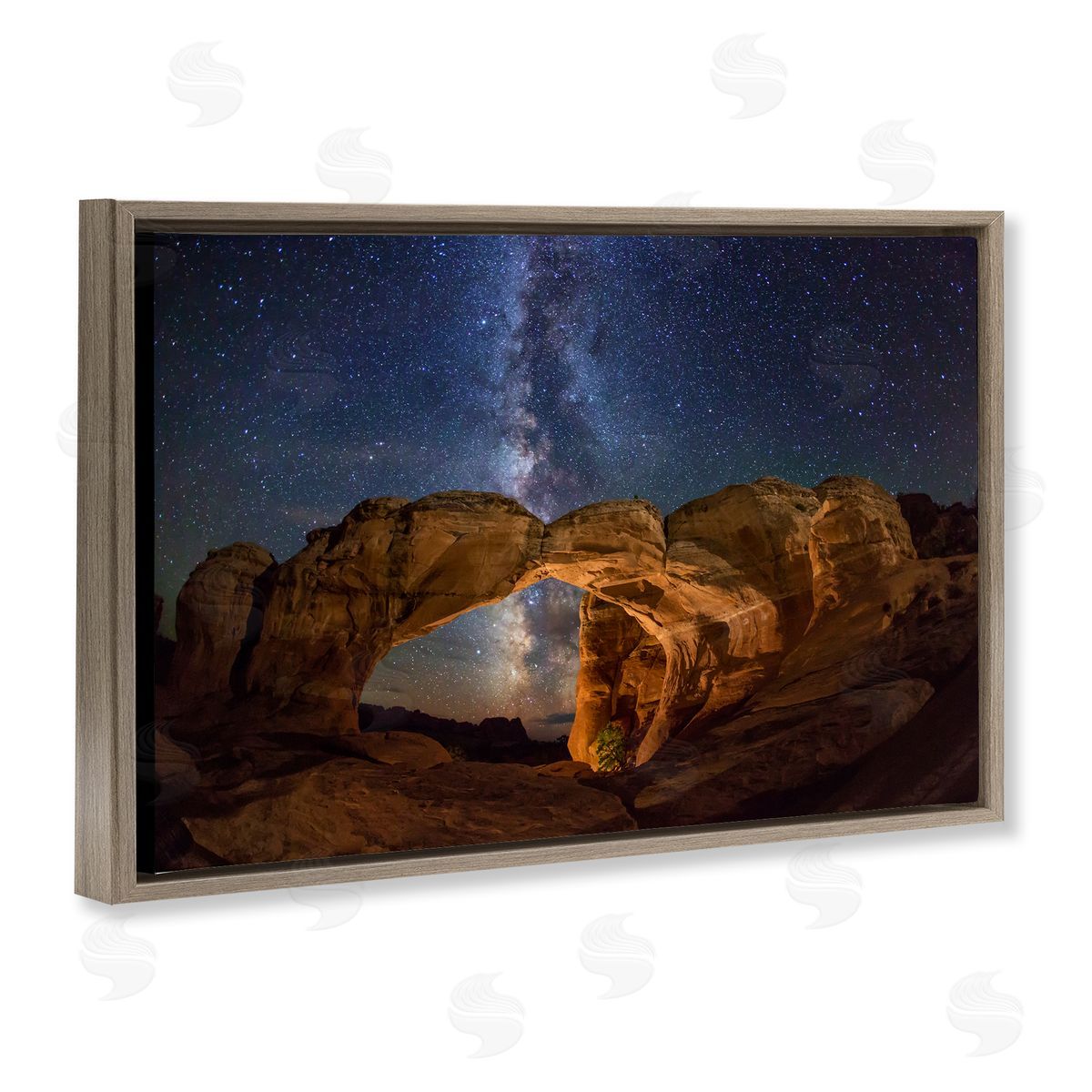 Starry Sky Through Desert Arch Brown Floating Frame Canvas Wall Art, Home Decor by Royce Bair