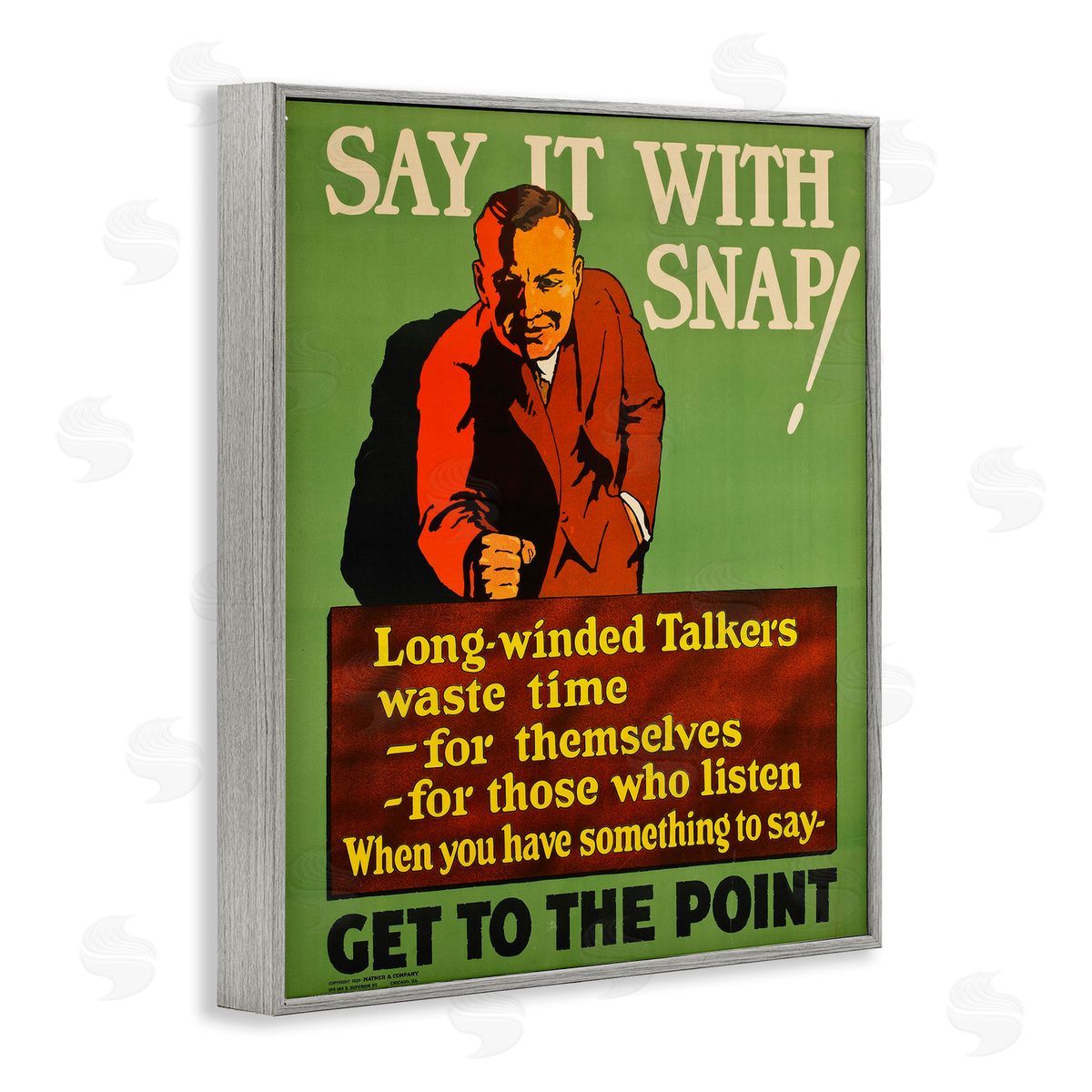 Vintage Say It With Snap Grey Frame Print Wall Art, Home Decor by Marcus Jules