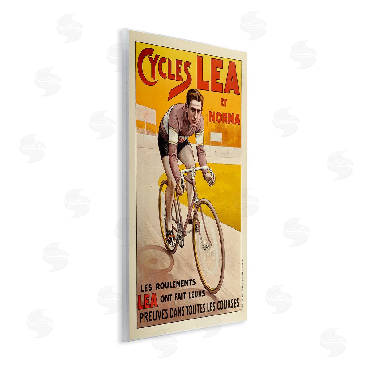 Yellow Antique Cycling Poster Wood Plaque Wall Art, Home Decor by Marcus Jules