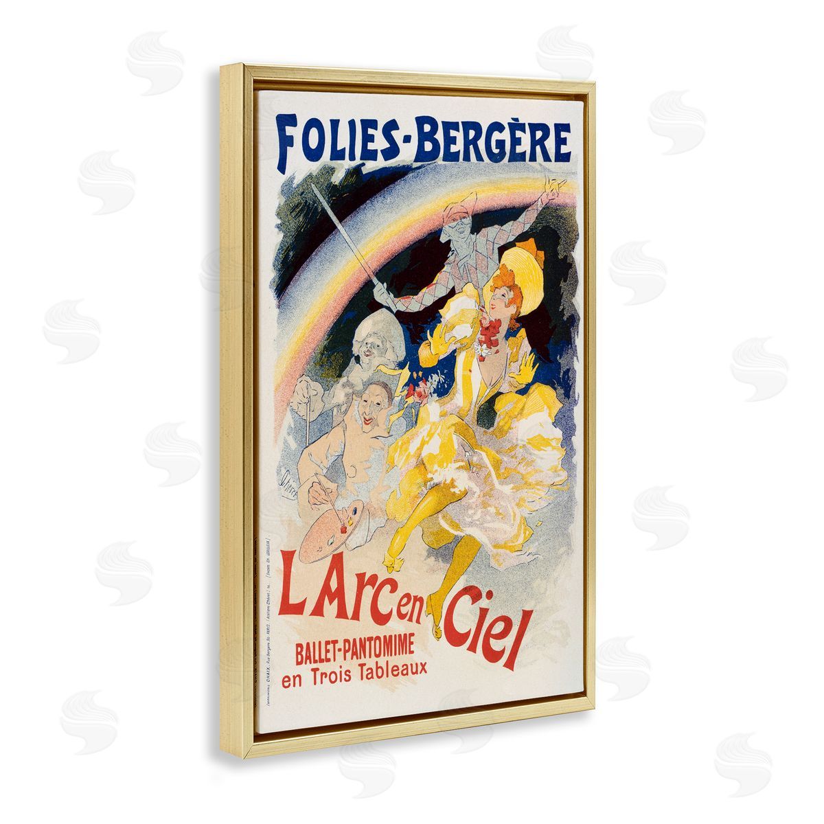 Vintage Ballet Entertainment Ad Gold Floating Frame Canvas Wall Art, Home Decor by Marcus Jules