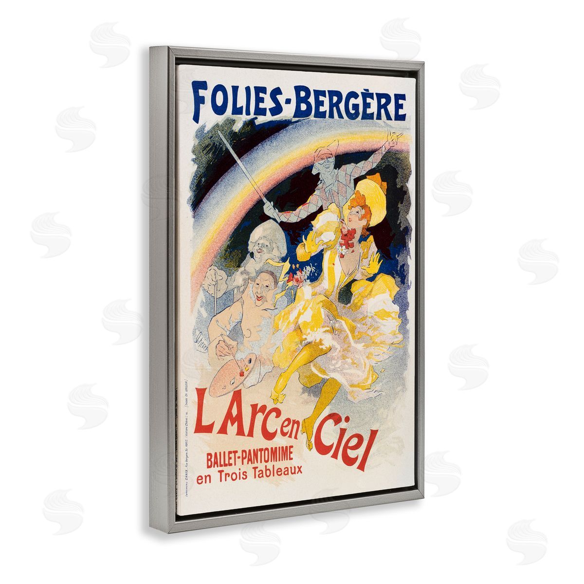 Vintage Ballet Entertainment Ad Grey Floating Frame Canvas Wall Art, Home Decor by Marcus Jules