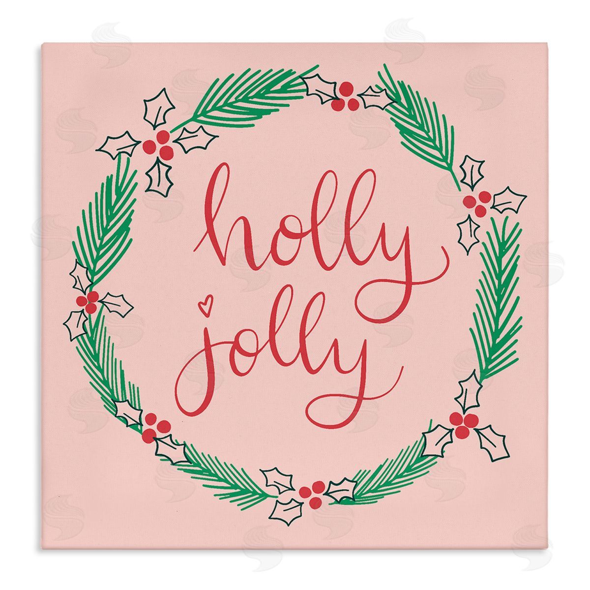 Minimal Holly Jolly Wreath Canvas Wall Art, Home Decor by Sazerelli Designs