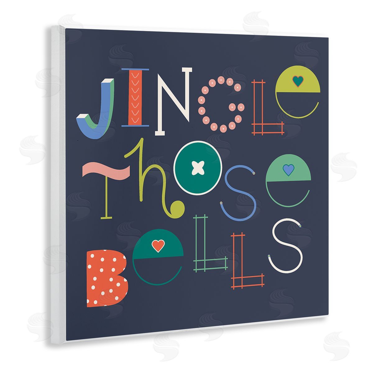 Eclectic Jingle Bells Phrase Wood Plaque Wall Art, Home Decor by Sazerelli Designs
